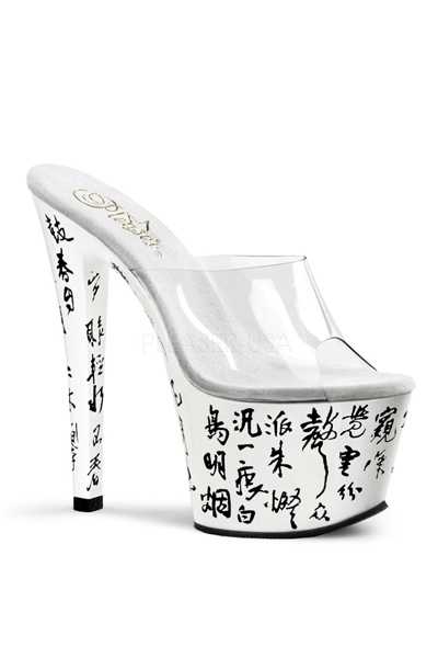 Clear White Slip On Platform High Heels