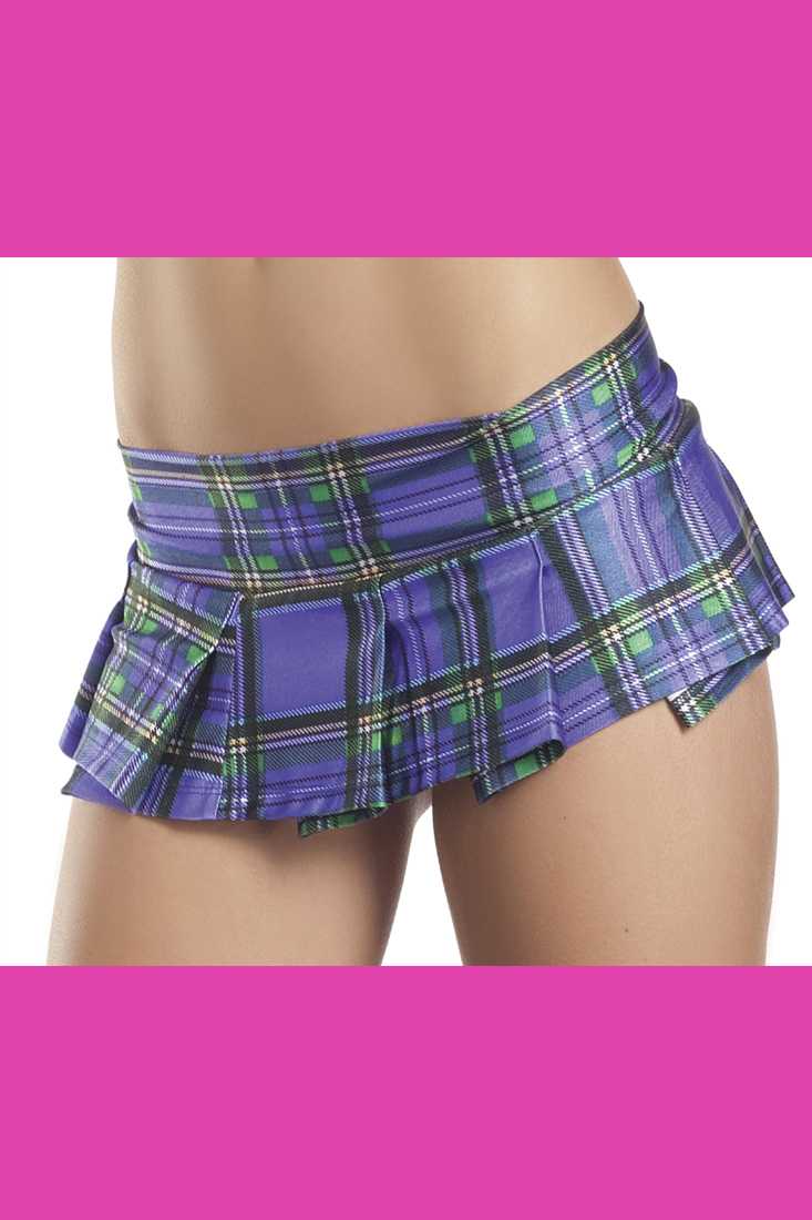 Plum Pleated Plaid School Girl Skirt