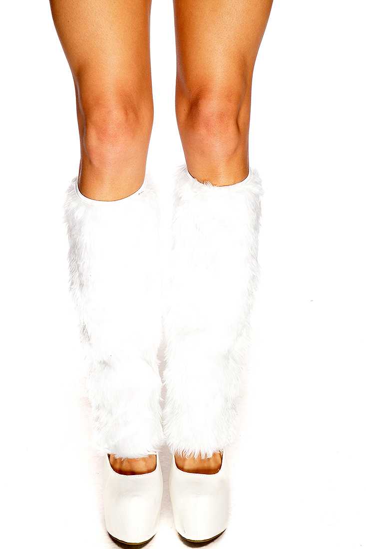 White Shaggy Faux Fur Legwarmers