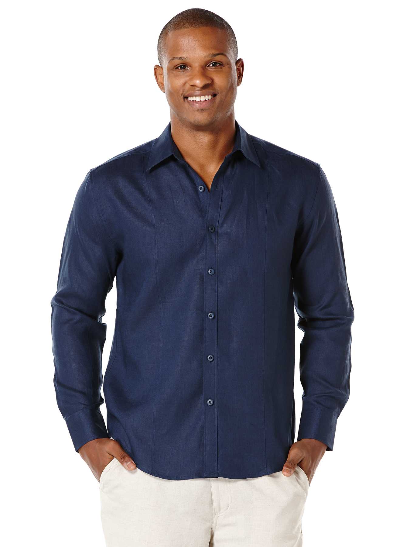 Cubavera 100% Linen Long Sleeve Tuck Shirt