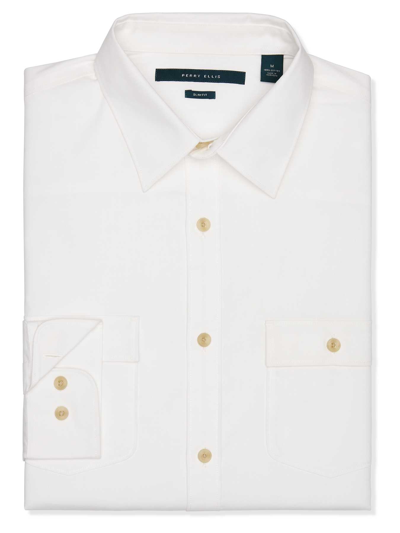 Perry Ellis Slim Fit Solid Slub Fabric Shirt