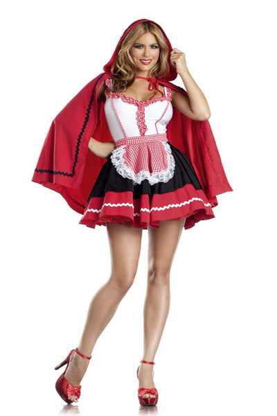 Red Black 3 Piece Romantic Red Riding Hood Costume