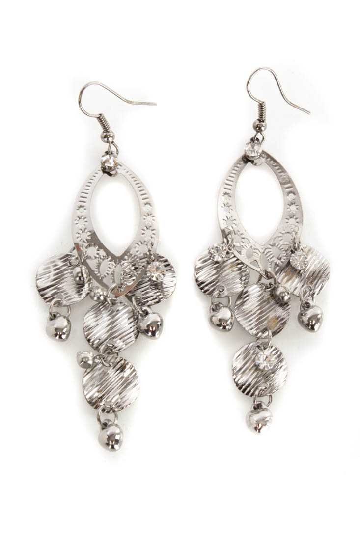 Gunmetal High Polish Metal Cascading Charm Earrings