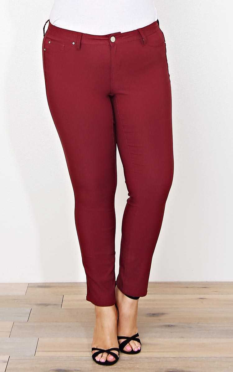 Plus Size YMI Burgundy Skinny Jeggings - Burgundy in Size 1X by Styles For Less
