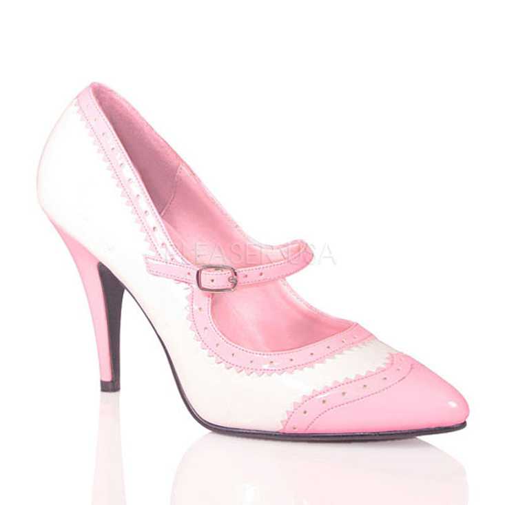 Pink White Patent Maryjane Style High Heels