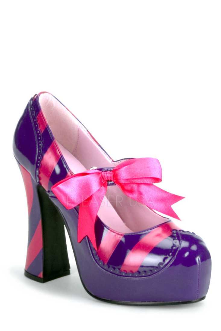 Purple Hot Pink Striped High Heels Patent