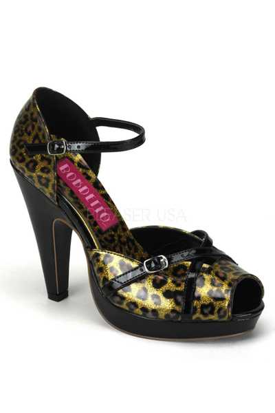 Gold Animal Print Glitter Patent Faux Leather High Heels