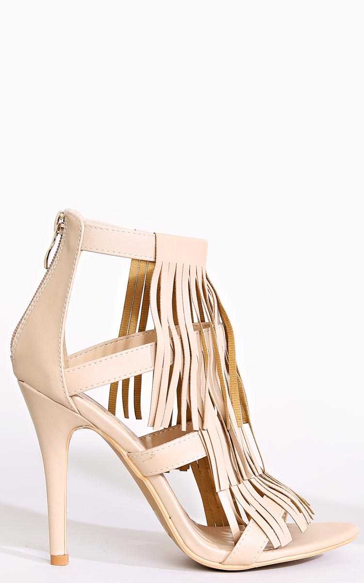 Oh La La Fringe Single Sole Heels - Beige in Size by Styles For Less