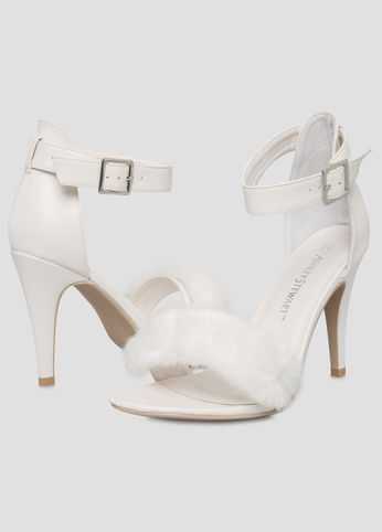 Fur Strap Dress Sandal - Wide Width