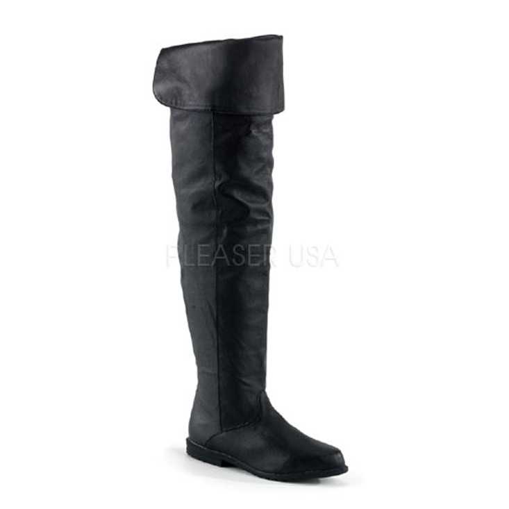 Black Leather Thigh High Boots