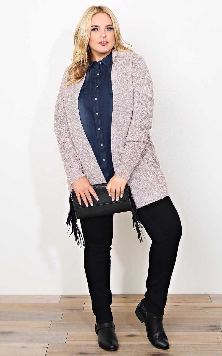 Plus Size Mocha Marled Sweater Knit Wrap - Mocha in Size by Styles For Less