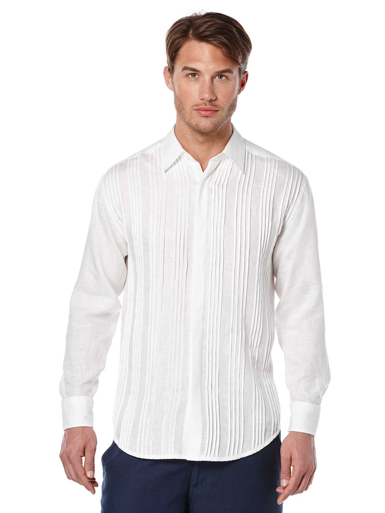 Cubavera Long Sleeve Multiple Tucks Shirt