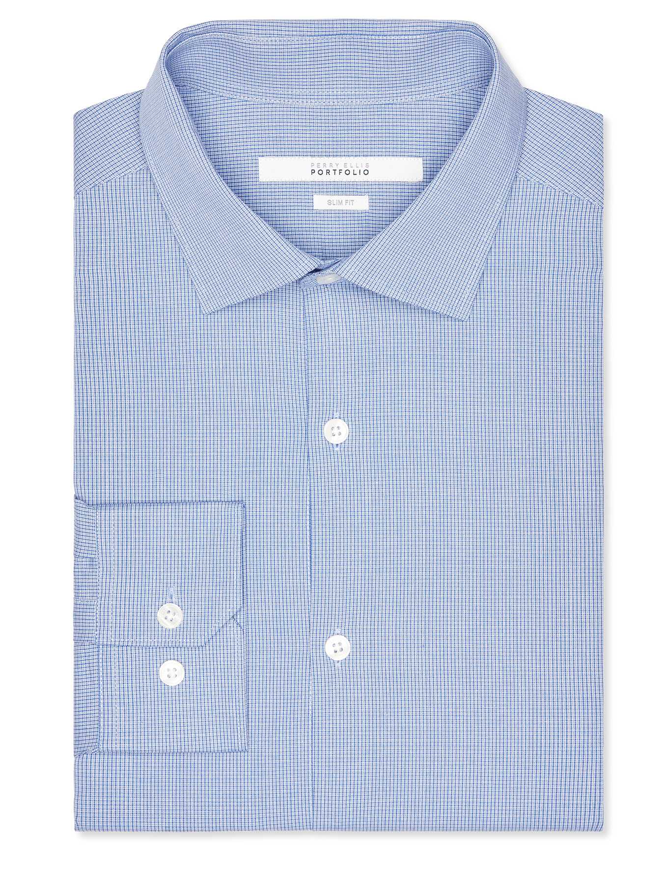 Perry Ellis Slim Fit Micro Check Dress Shirt