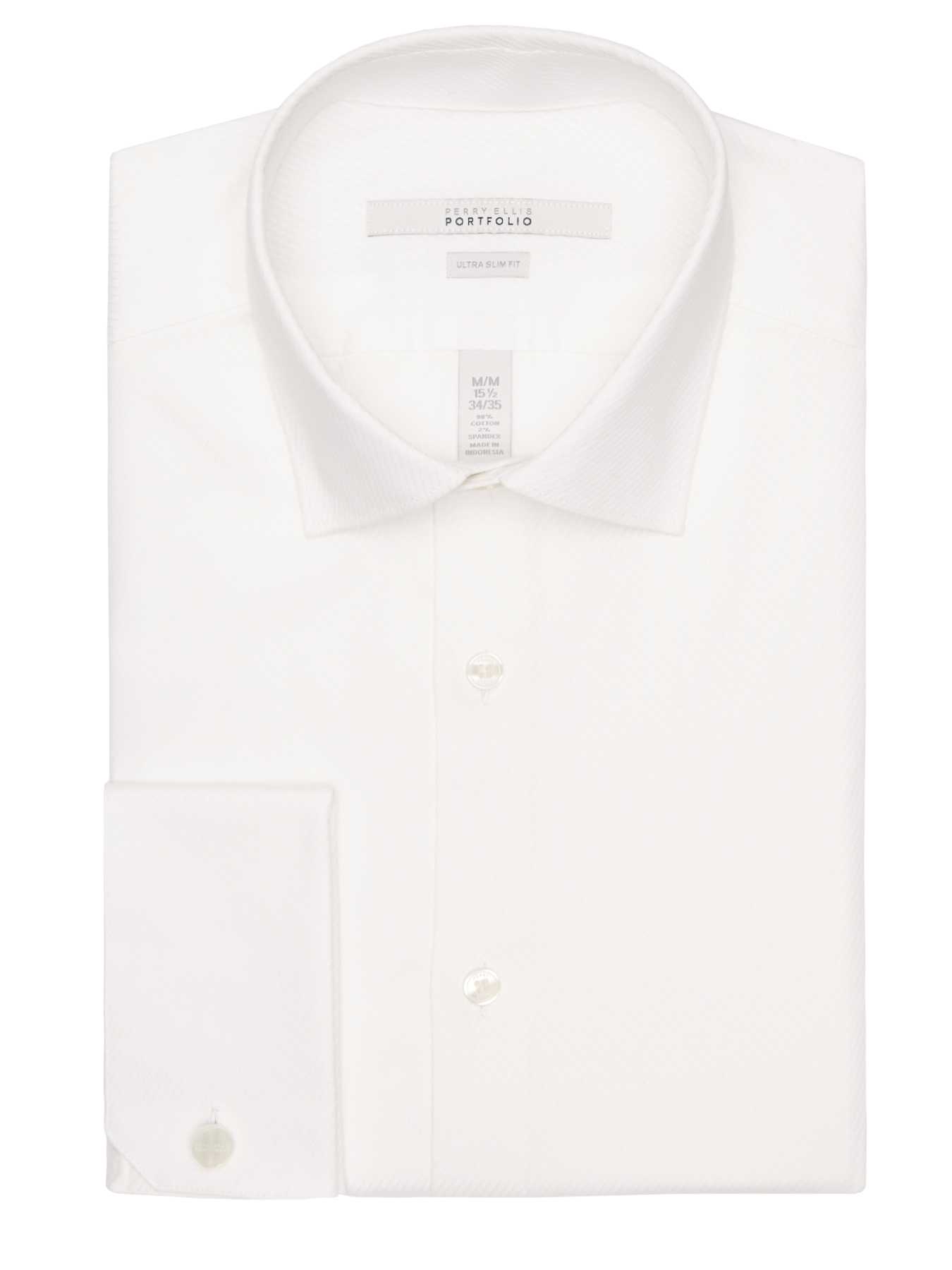 Perry Ellis Ultra Slim Solid Dobby Stripe Dress Shirt