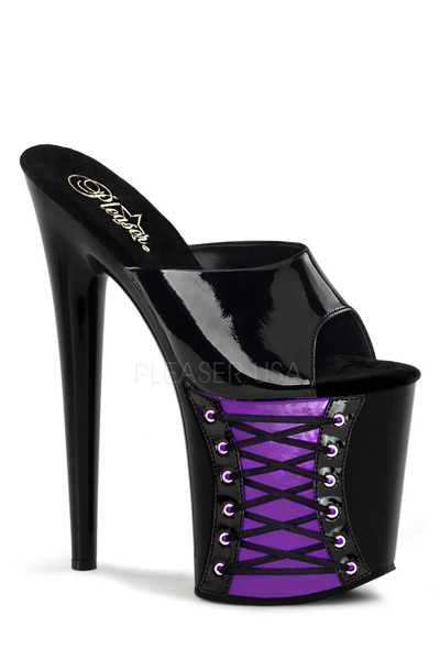 Black Purple Patent Corset Platform High Heels