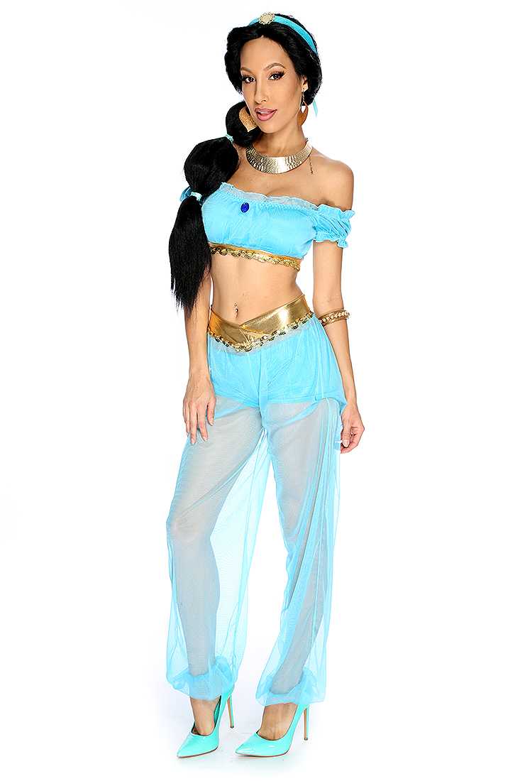Sexy Turquoise Princess J Sequin 3. Piece Costume