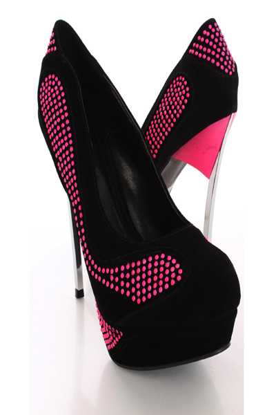 Black Studded Stiletto Pumps Heels