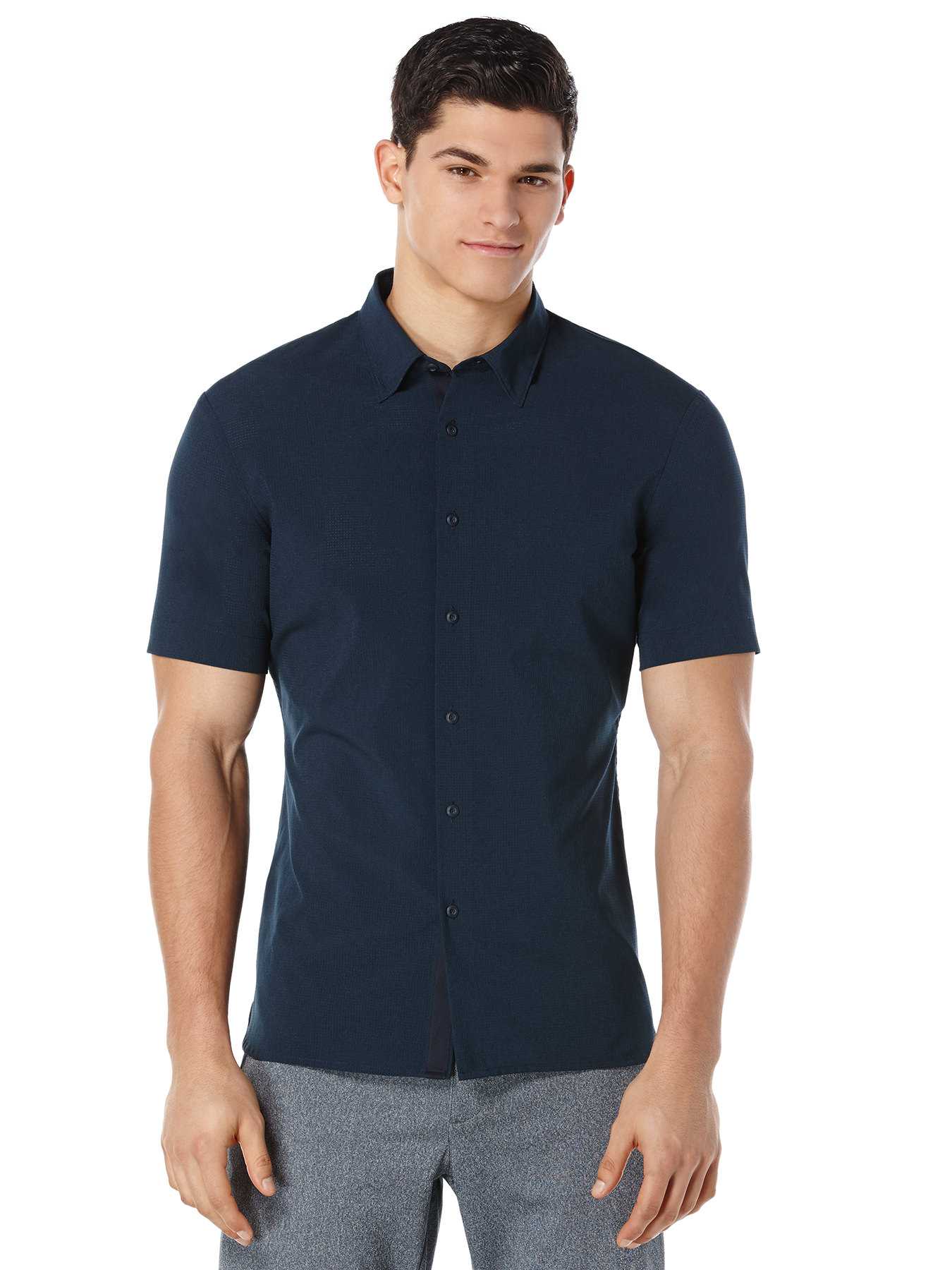 Perry Ellis Short Sleeve Slim Fit Mesh Shirt