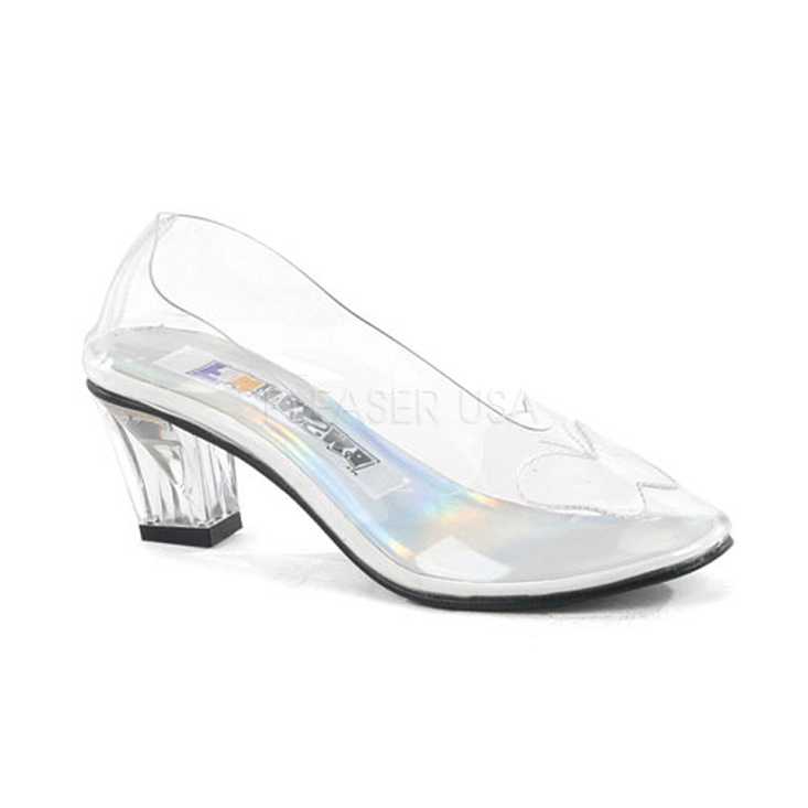 Clear Polyvinyl Round Toe Princess Crystal High Heels