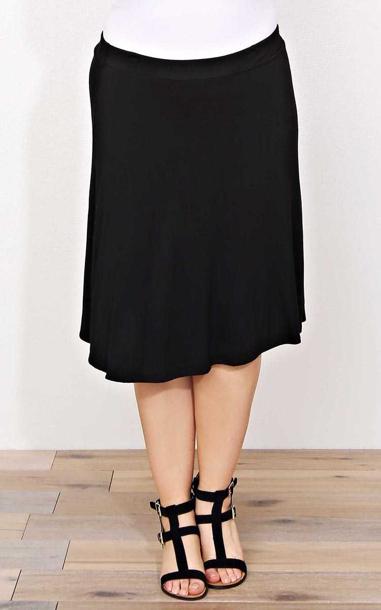 Plus Size Adria Flowy Knit Skirt - Black in Size by Styles For Less