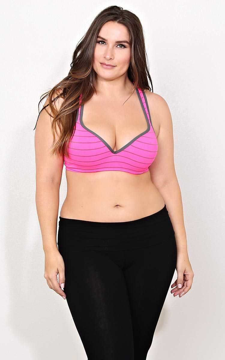 Plus Size Cross The Line Sports Bra - Pink Combo in Size 1X by Styles For Less