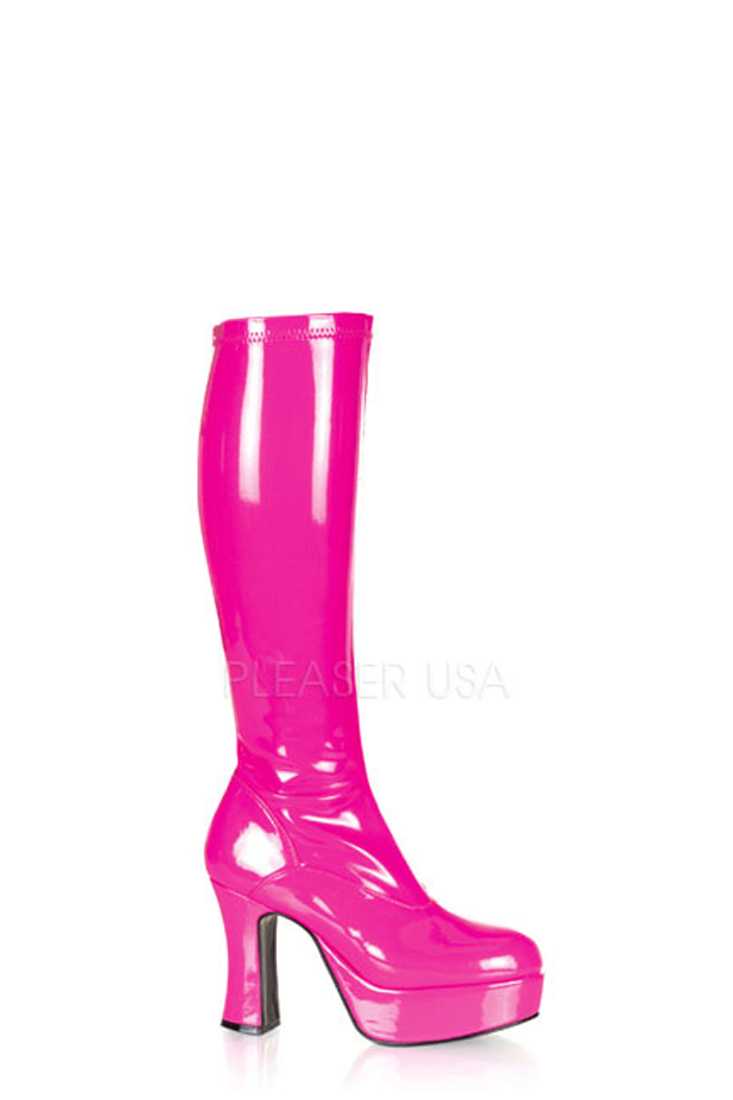 Hot Pink Chunky Platform GoGo Boots Patent