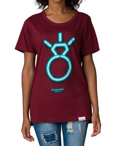 DIAMOND SUPPLY WOMEN WOMENS Burgundy Clothing / Tops