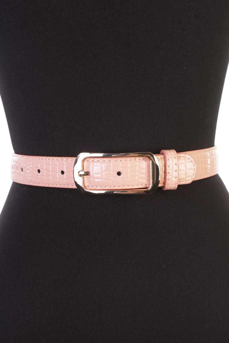Pink Croc Skin Textured Belt