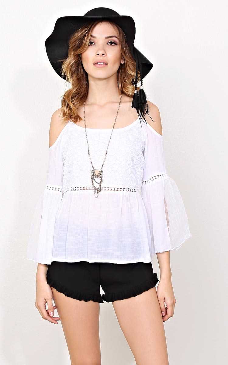 Serenity Cold Shoulder Woven Top - White in Size by Styles For Less