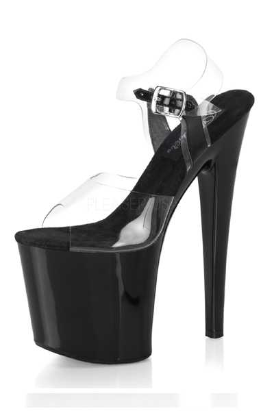 Clear Black Strappy Platform High Heels