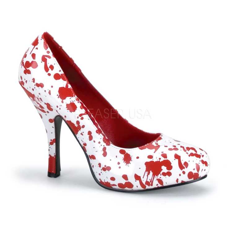 White Red Patent Blood Spatter High Heels