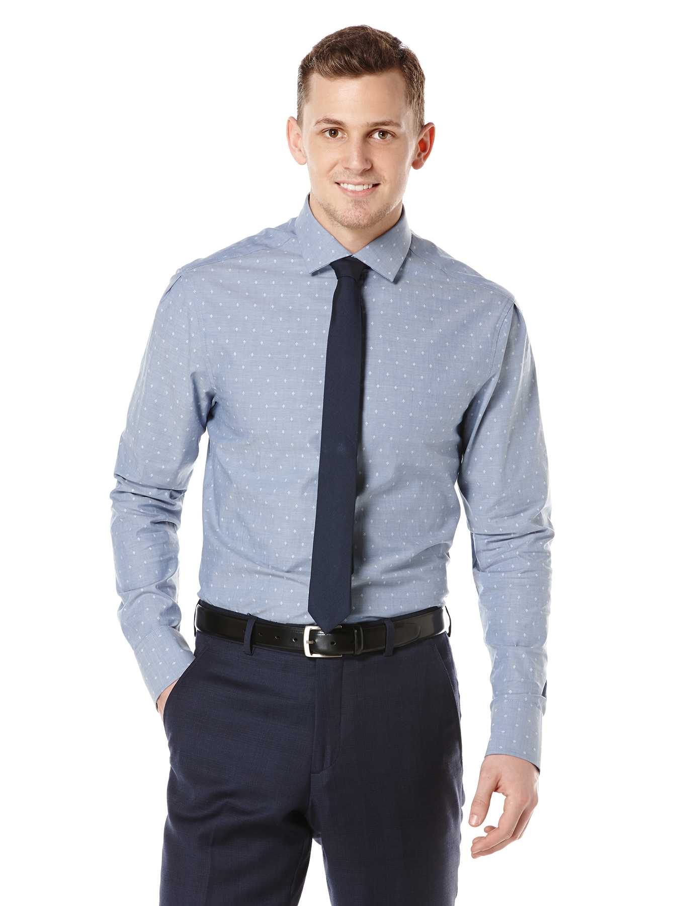 Perry Ellis Slim Fit Jewel Dobby Dress Shirt