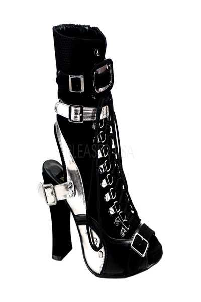 Black Pewter Faux Leather Boots