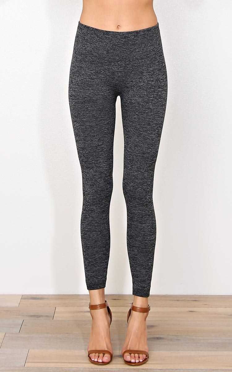 Charcoal Fleece Lined Leggings - Charcoal in Size S/M by Styles For Less