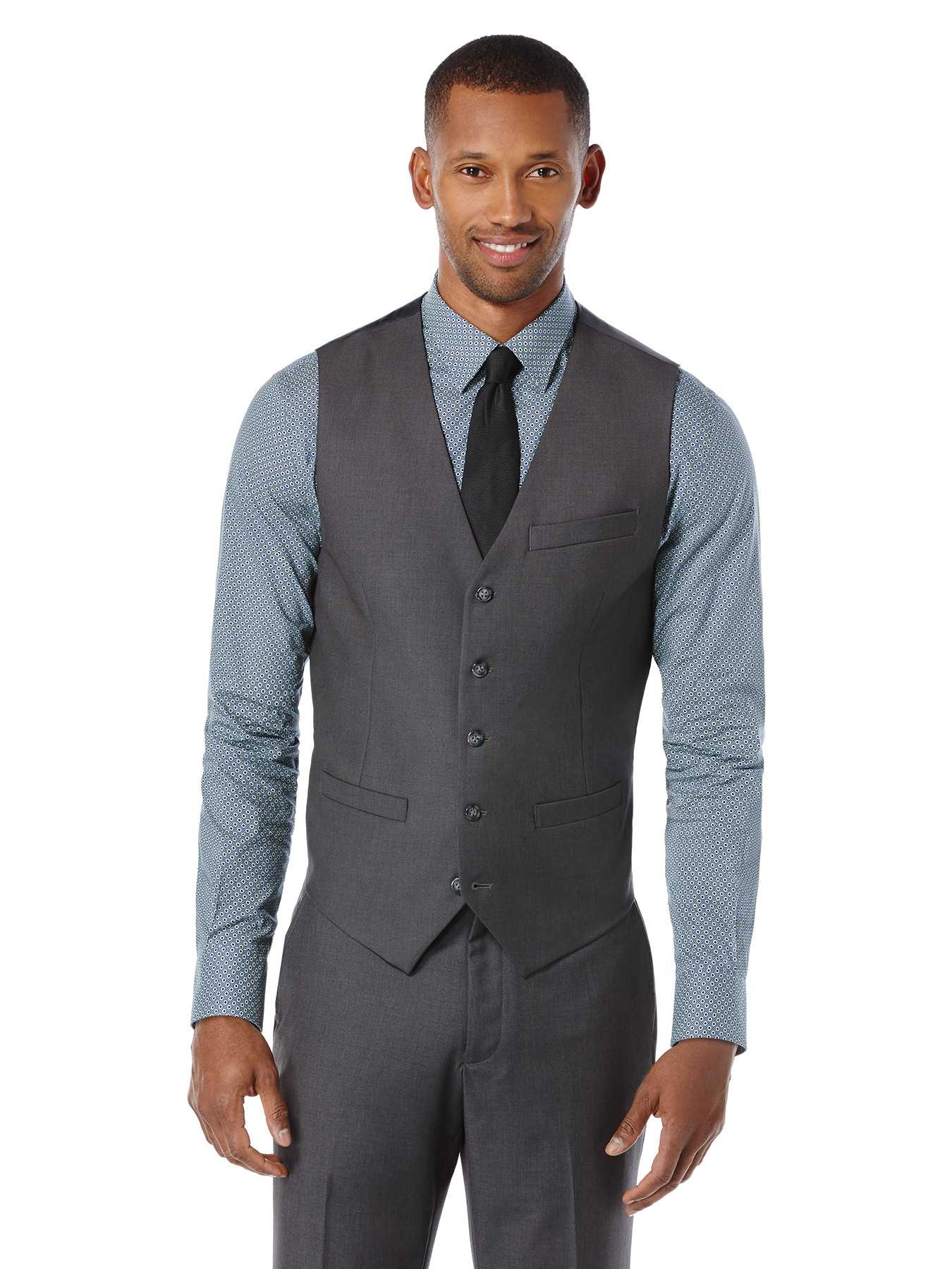 Perry Ellis Sharkskin Solid Suit Vest