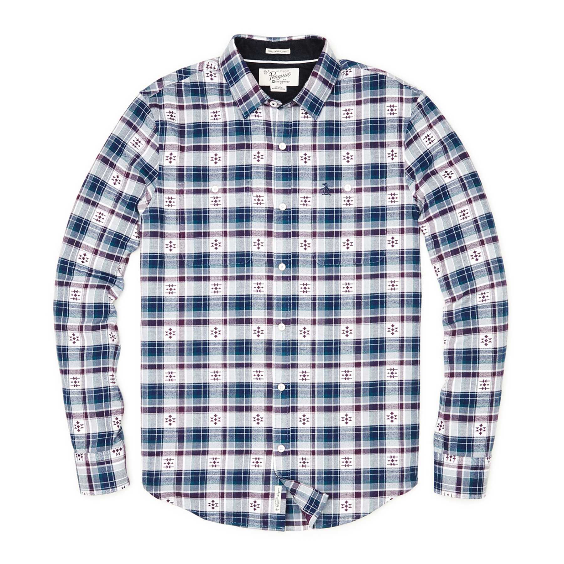 Original Penguin DOBBY PLAID BRUSHED COTTON SHIRT