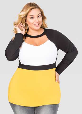 Front Cut-Out Colorblock Top