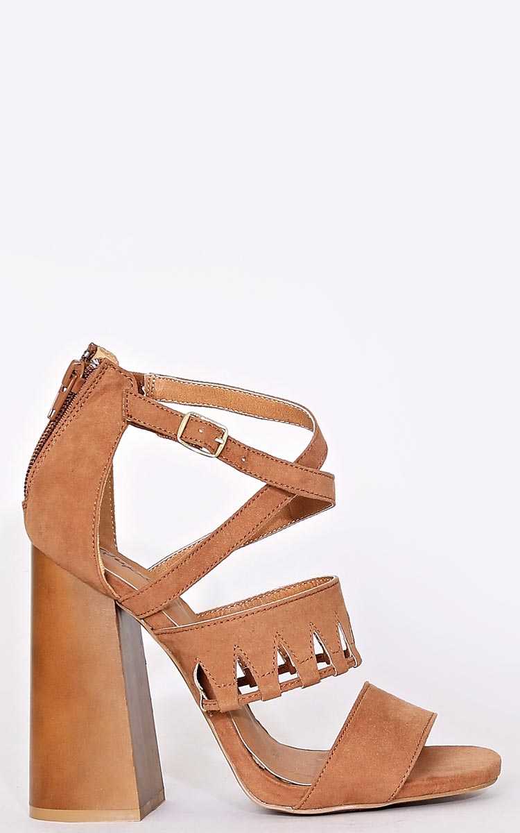 Donna Chunky Heel Sandals - Camel in Size by Styles For Less