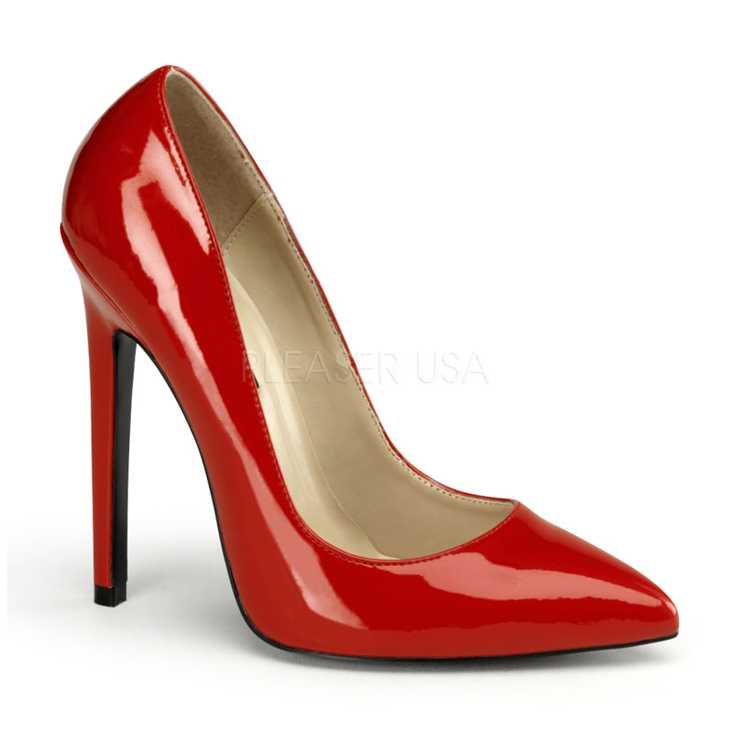 Red Patent Faux Leather Single Sole Pump High Heels