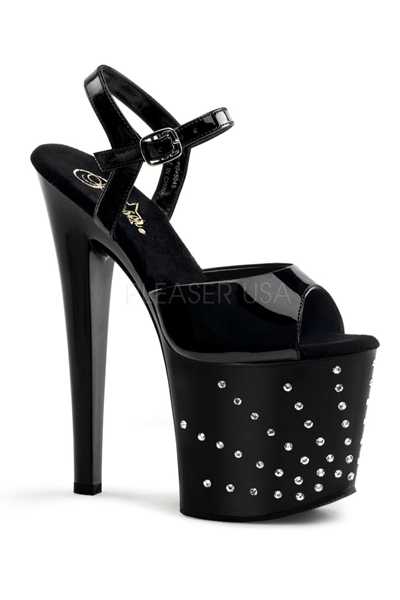 Black Starburst Rhinestone Platform High Heels
