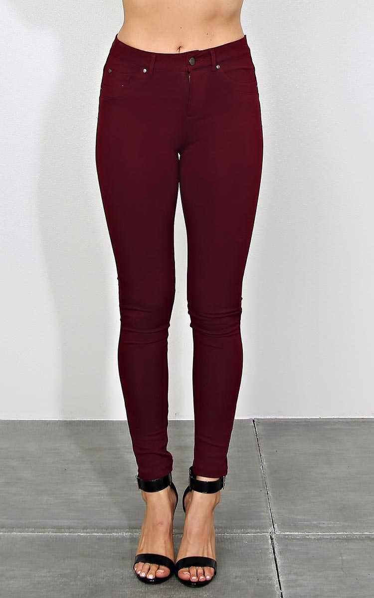 Wine Body Sculpting Jeggings - LGE - Wine/Cran in Size Large by Styles For Less