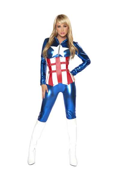 Blue Red White 2pc Sexy American Hero Costume