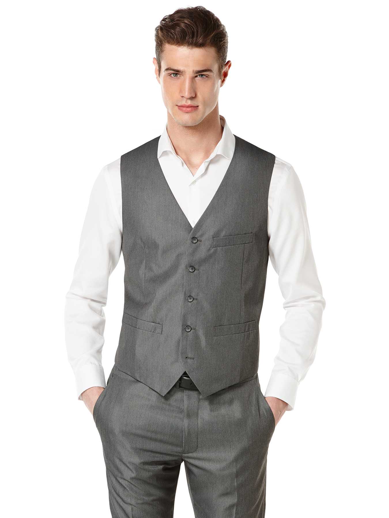 Perry Ellis Micro Twill Heather Suit Vest