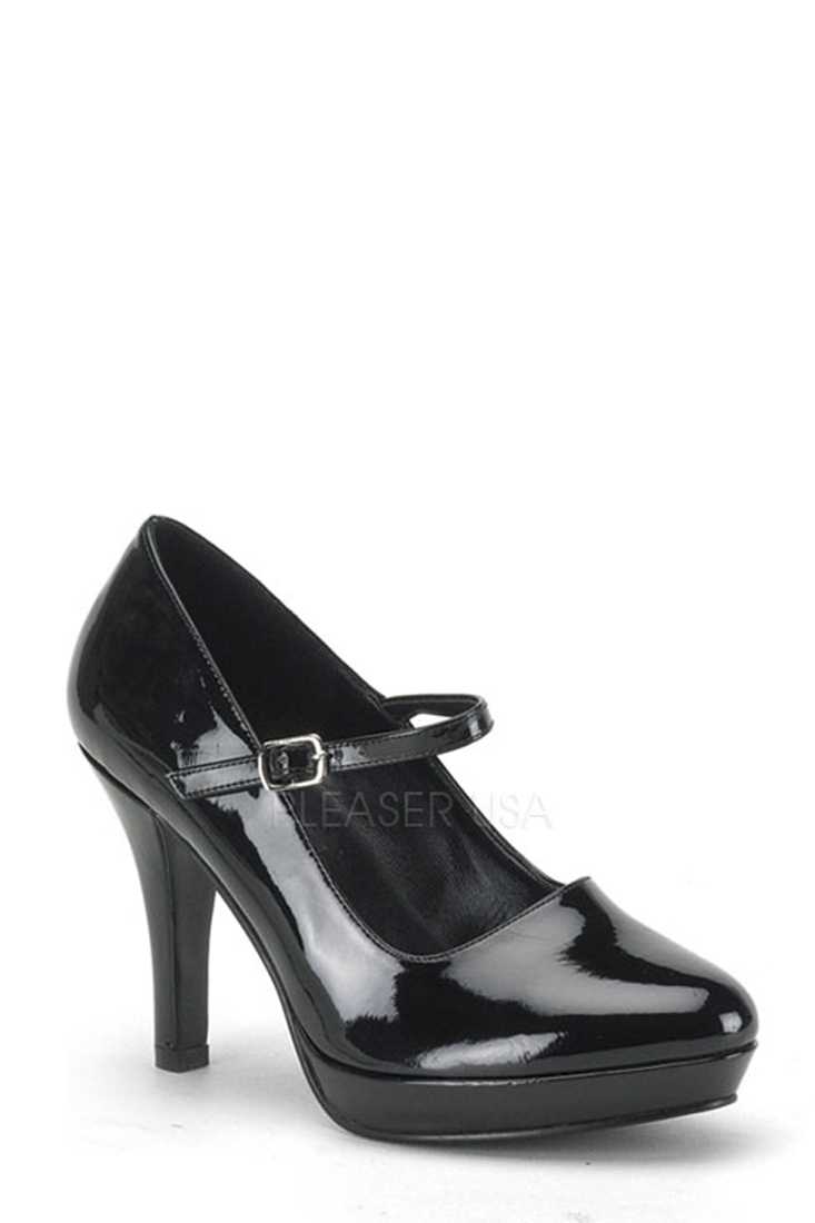 Black Wide Width Maryjane High Heels Patent