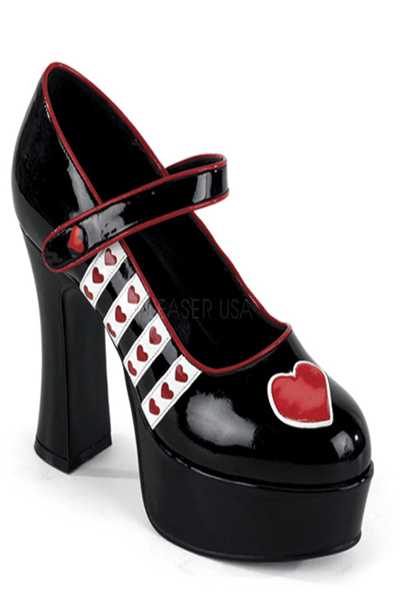 Black White Red Patent Heart Shape High Heels