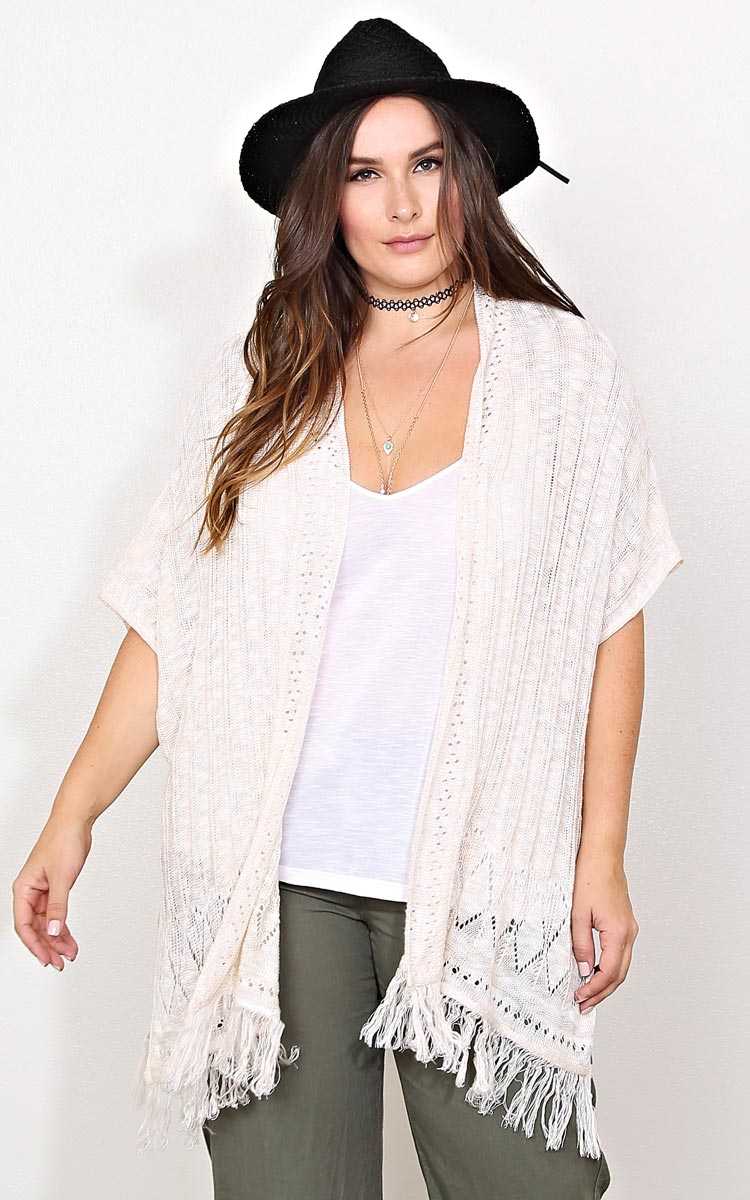 Plus Size Sierra Slub Knit Wrap - Oatmeal in Size 1X by Styles For Less
