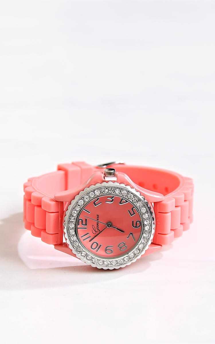 Rhinestone Border Silicone Watch - N/S - by Styles For Less