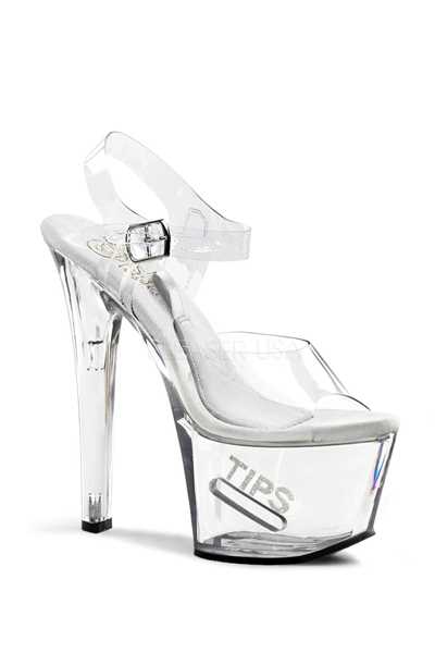 Clear Strappy Tip Jar Platform High Heels