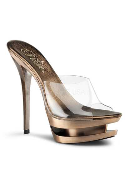 Clear Bronze Slip On High Heels