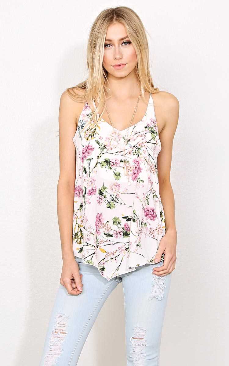 Under The Sun Woven Necklace Tank - MED - Ivory Combo in Size Medium by Styles For Less